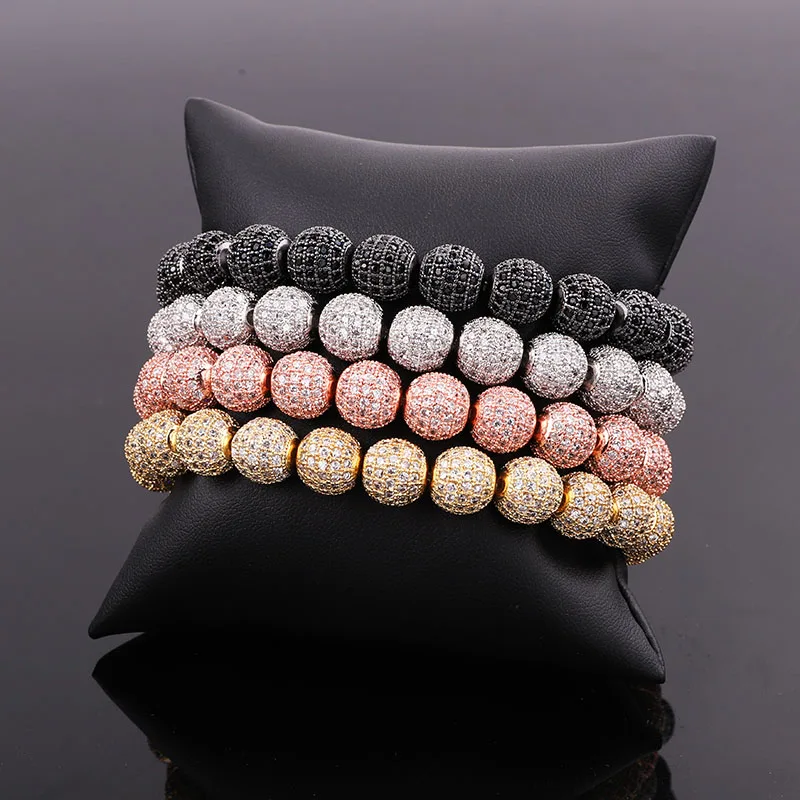 Punk Style Men Women Bracelet 10MM CZ Pave Ball Luxury Elastic Bracelet Men Women Jewelry Gift - Image 6