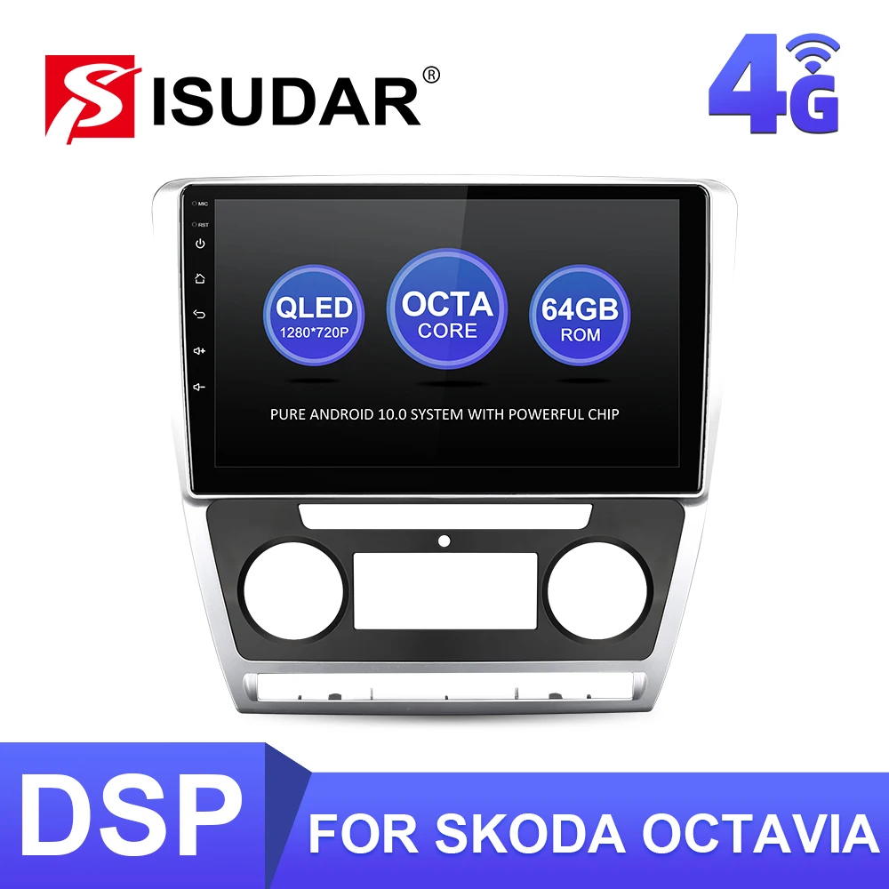 Автомагнитола ISUDAR T68 Android10 для Skoda Octavia A5 2008-2013 GPS CANBUS DSP 4G 8-ядерный QLED экран No 2din |