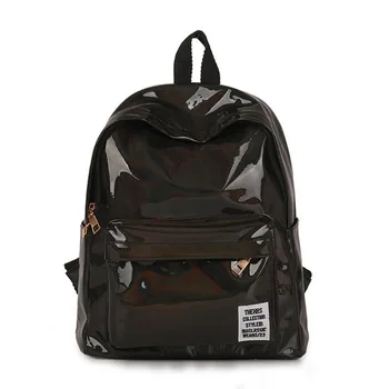 

Casual Laser Pvc Fabric Mini Zipper Backpack Women Fashion Letters School Shoulder Bag Classic Travel Bag Mochila Feminina