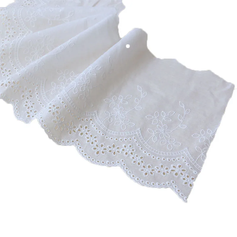 Tela de algodón para manualidades, accesorios de encaje de 20cm de ancho, color blanco, 2 yardas