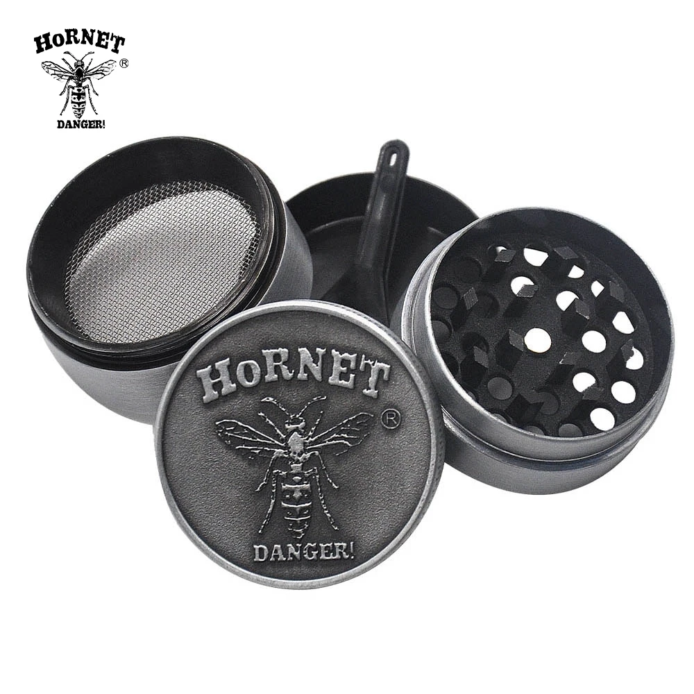

HORNET Zinc Alloy Herb Grinder 40MM 4 Pipe Metal Mini Spice Tobacco Grinders with Pollen Catcher Smoke Herb Pipe Accessories