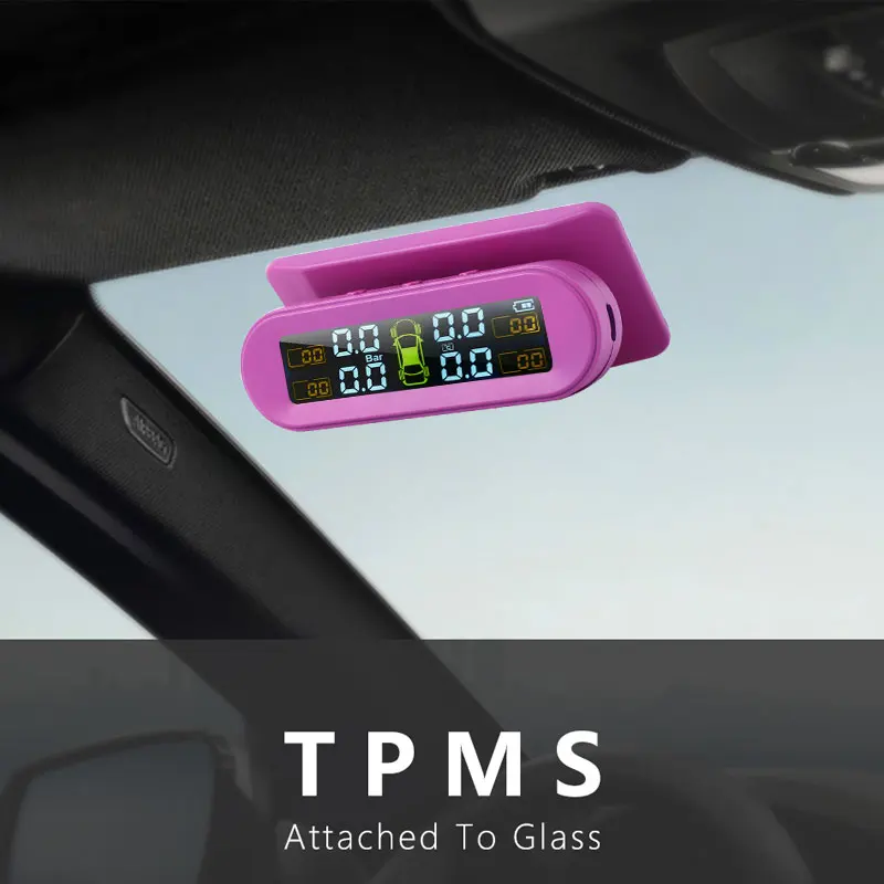 

Black TPMS Tire Pressure Monitor System Dashboard Wireless Car Alarm Gauge Pink Universal Anti-Explosion