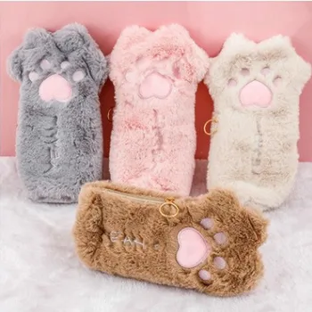

Autumn and Winter Pencil Bag Student Large Capacity Stationery Bag School Supplies Pencil Bag Cute Plush Cat Claw Pencil Bag