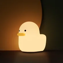 

Cute Animal Duck LED Night Lamp Nordic Lovely Cartoon Night Light Silicone Soft Touch Sensor Baby Kid Home Decor Fixture
