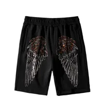 Новые новые высокие мужские удобные Алмазные Крылья перо скейтборд уличные хлопковые шорты в стиле кэжуал Канье хип-хоп Паркур# N165