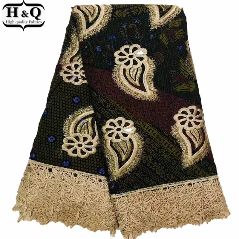 

Beautiful 100% Cotton Nigerian Guipure Wax Print Lace Fabric 6 Yards African Embroidered Lace Batik With Lace Fabric For Ball