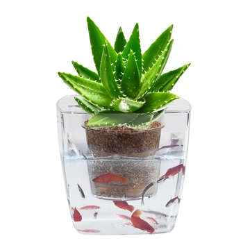 

Ecological Aquarium Flower Pot Desktop Type Grass Planting Container Creative Plastic Flower Pot Geometric Fish Tank