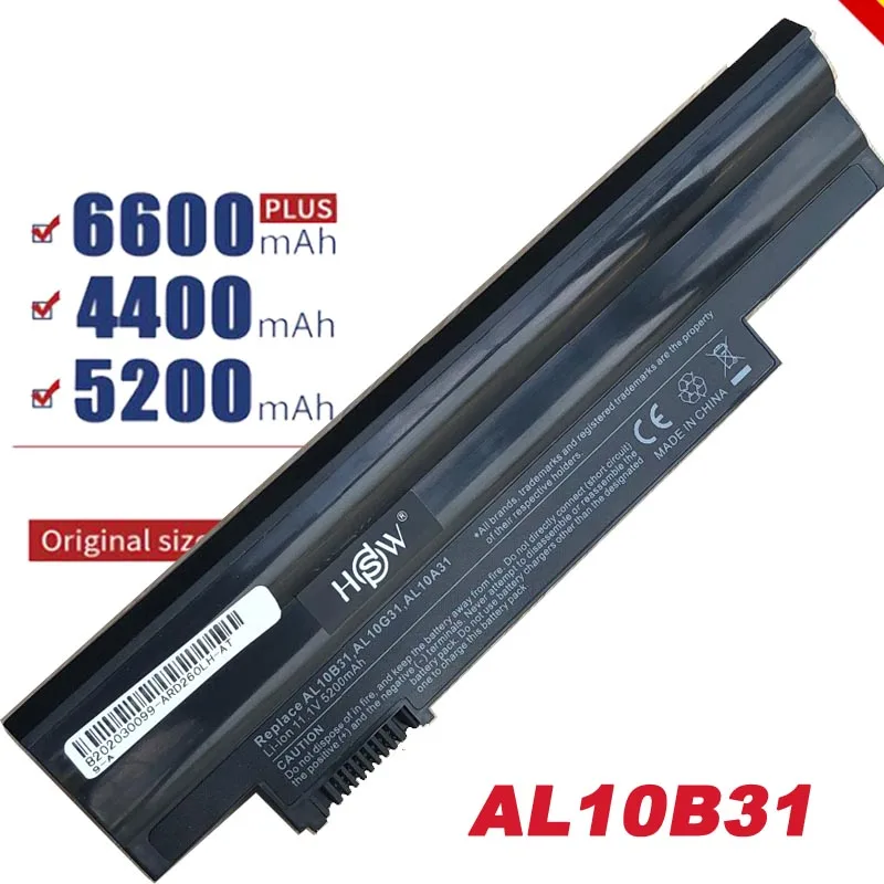 6Cell ноутбук Батарея для acer AL10B31 AL10G31 D270 D260 AOD255 AOD260 522 D255 722 D255E D257 D257E E100 AL10 Бесплатная
