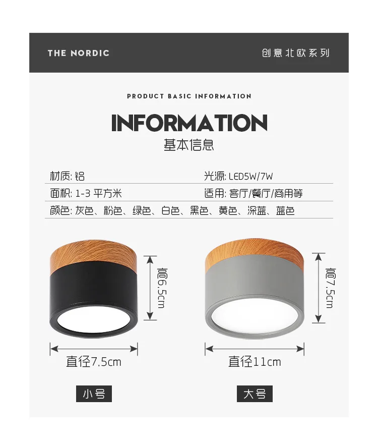Northern European-Style Downlight Macarons Open-mounted LED Downlight Hallway Small Ceiling Hole-Hole Entrance Balcony Circle Ce