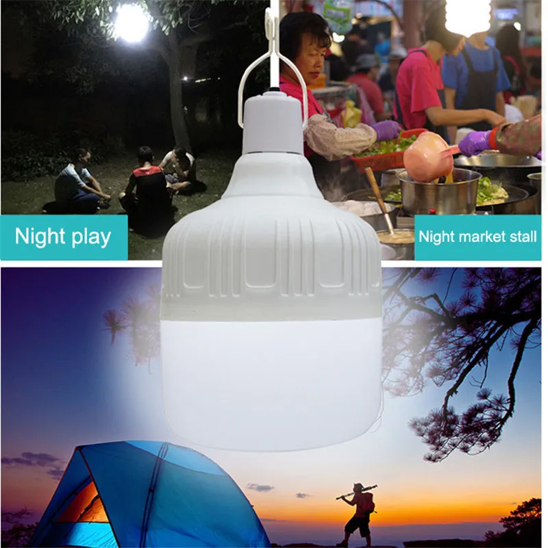 

Rechargeable LED Night Light Bulb Emergency Lights Portable Battery Powered Outdoor BBQ Hanging Light for Patio/Porch/Garden