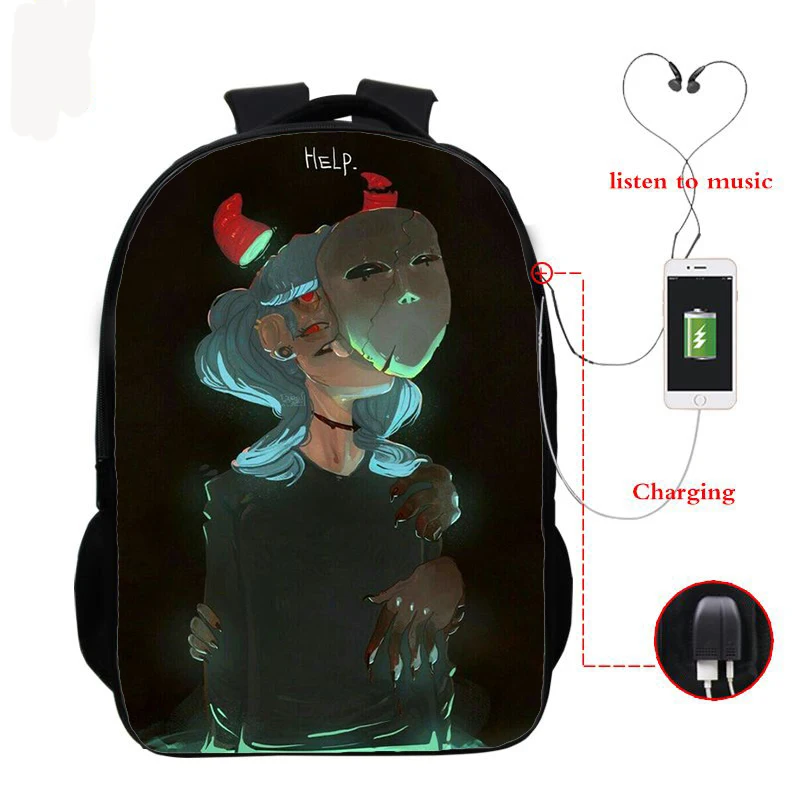 Usb зарядка подростковые школьные сумки Sally Face 3d Печать школьный рюкзак для мальчиков и девочек рюкзак для ежедневного путешествия рюкзаки для ноутбука