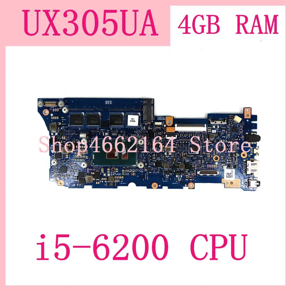  UX305UA With i5-6200 CPU 4GB RAM mainboard For ASUS UX305U UX305UA laptop motherboard 90NB0AB0-R000