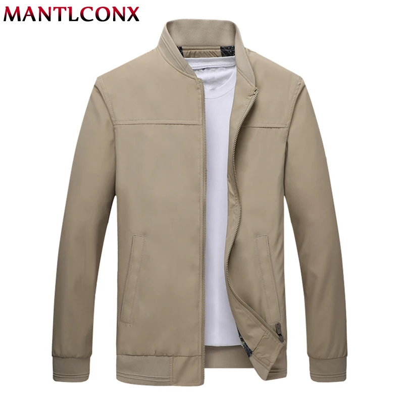 MANTLCONX, осенние мужские куртки, повседневные пальто, одноцветная мужская куртка на молнии, мужская куртка, Мужская Повседневная Верхняя одежда