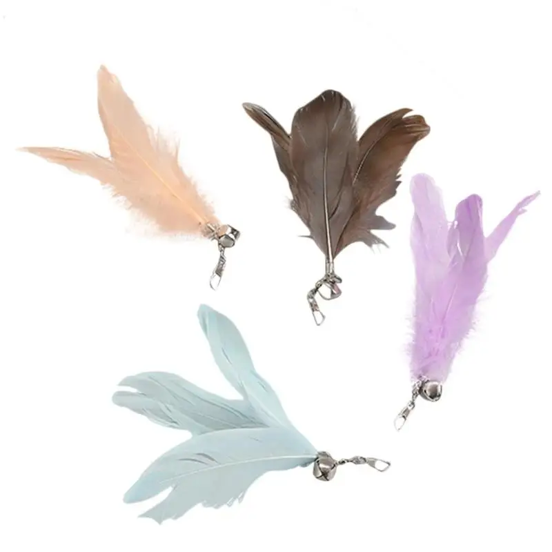 Lovely Pet Cat Wooden Teasing Stick Retractable Kitten Wand Pet Interactive Supplies with Feather Replacement Heads