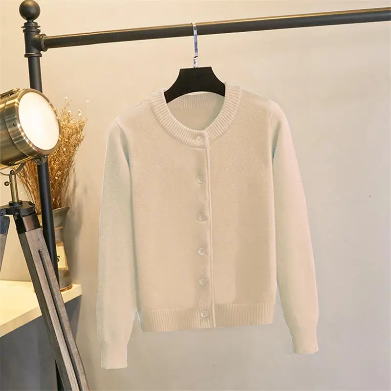 Apricot Sweater Вязаный свитер кардиган женский Осень Зима Плюс Размер толстый теплый кардиган, вязаный свитер Женский Повседневный Однотонный свитер женский Q1902 - Цвет: Apricot Sweater