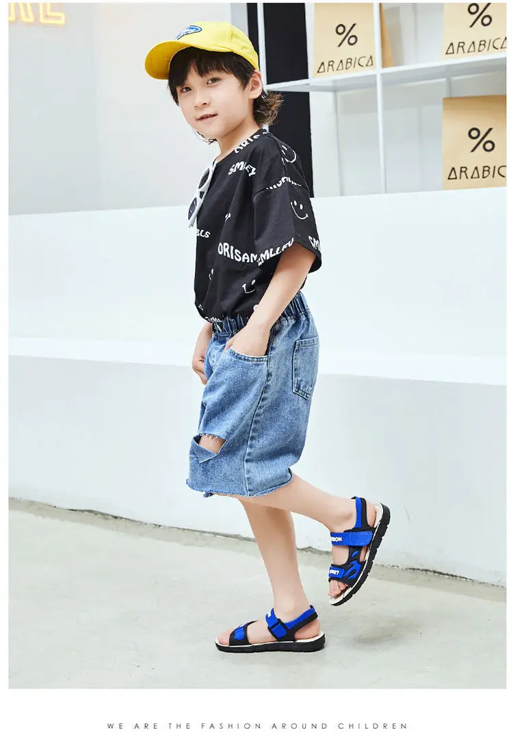 best children's shoes 2021 Kids Sandals Boys Beach Sport Children Flats Breathable Anti-slippery Fashion Boys Closed Toe Slippers Sandalias Shoes children's sandals