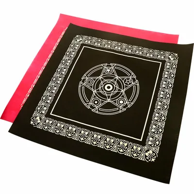 

48x48cm Carlo Card Divination Black Non-woven Tablecloth Constellation Mysterious Divination Tablecloth Tarot Tablecloth