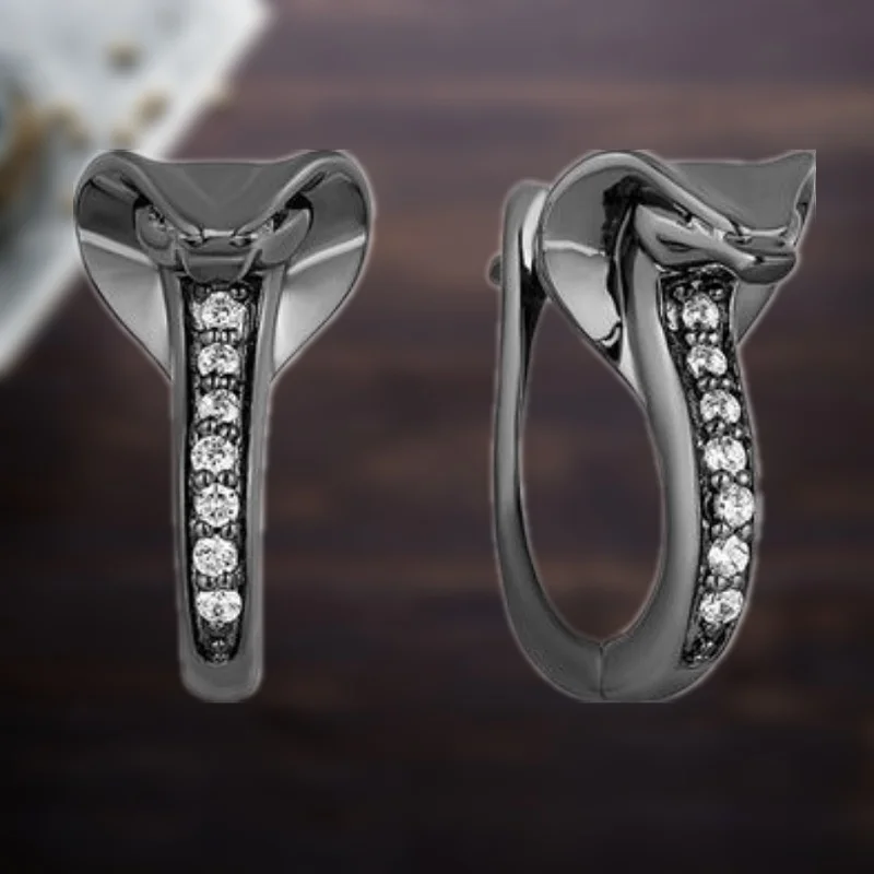Ladies Earrings Classic income black zircon ladies animal earrings fashion exquisite popular cold black zircon