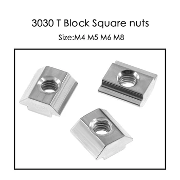 

20pcs/lot 3030 M4 M5 M6 M8 T Block Square nuts T-Track Sliding Hammer Nut for Fastener Aluminum Profile