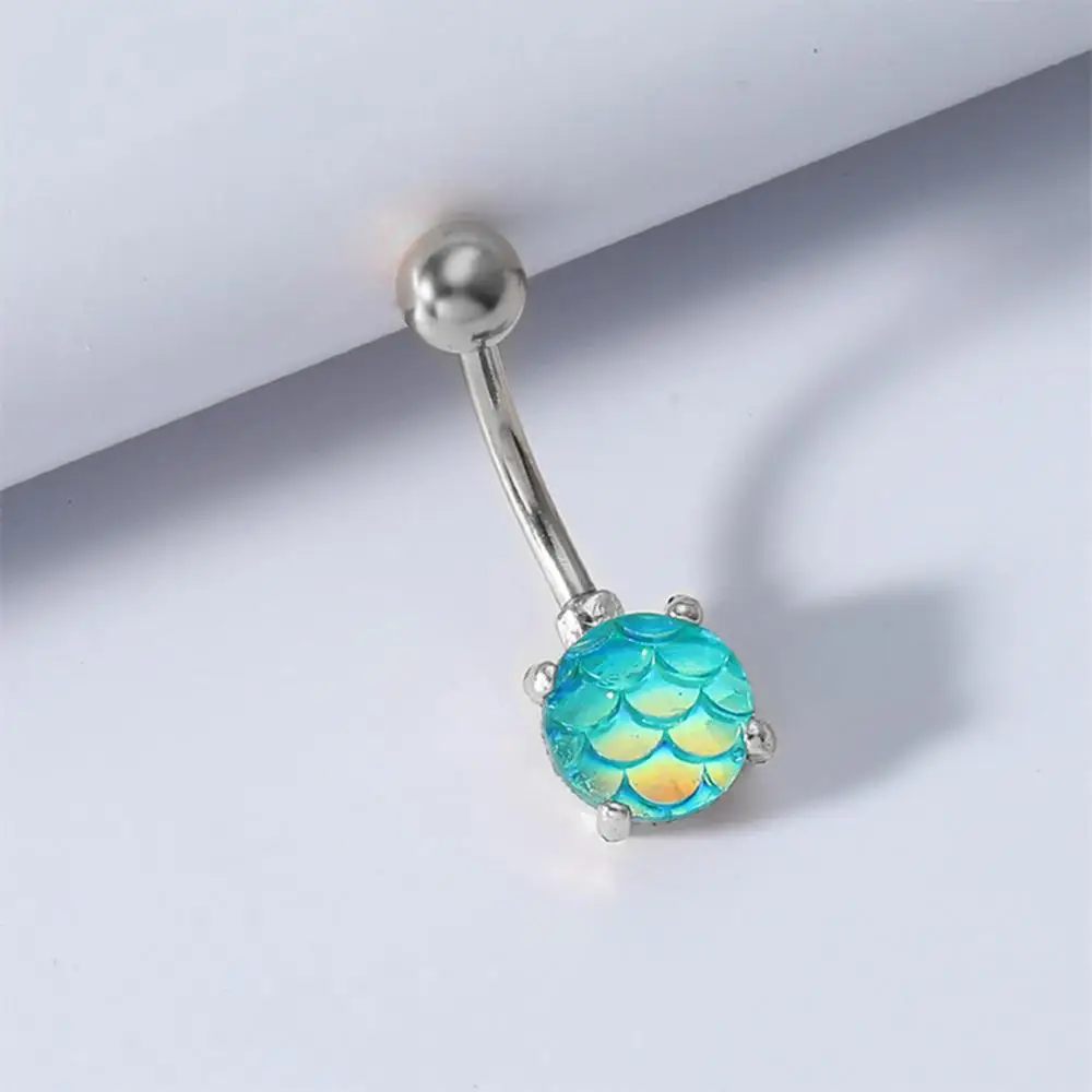 Fish Scale Belly Button Ring piercing jewelry body piercing jewelry body jewelry belly button piercings Women Body Piercing Jewelry Navel Nail Stud Nombril Nightclub Sexy Body Jewelry Fashion Colorful