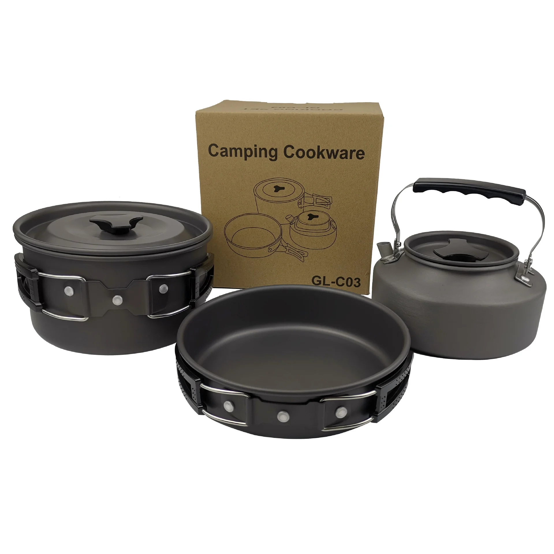 11PCS Ustensiles de Cuisine de Camping en Aluminium,Légère 2-3 Personnes Casseroles  Camping Set pour Camping