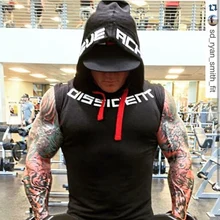 Мужские майки для бодибилдинга с капюшоном, Мужская одежда для тренажерного зала фитнеса, мужские жилеты без рукавов, спортивные майки