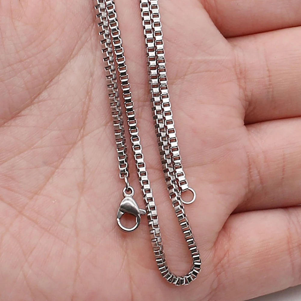 Stainless Steel Box Chain Necklace DIY Jewelry Findings Making Men Women Link Chains Accessories 1.5mm 2mm 2.5mm 3mm stainless steel necklace metal necklace sterling chain necklace
