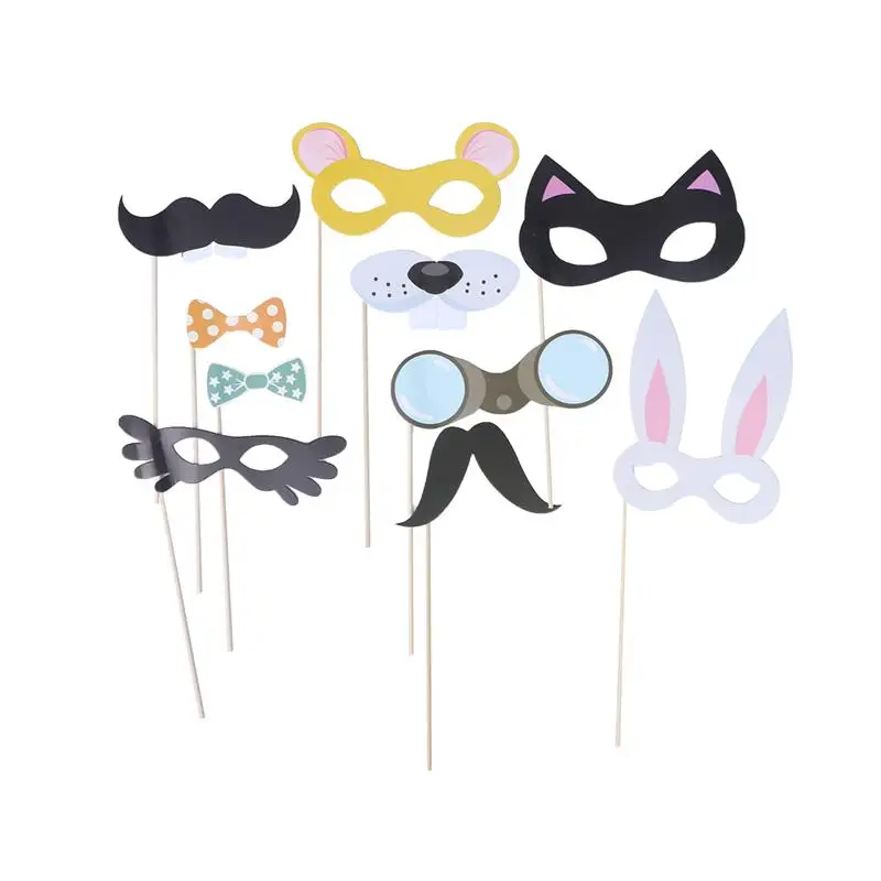 

10pcs Birthday Photo Props Cartoon DIY Animals Theme Photo Props Selfie Props Photo Booth Props Party Supplies