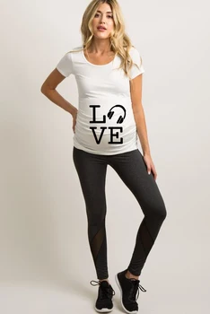 

Headphones Love Women Maternity Short Sleeve Letter Print Tops T-shirt Pregnancy Clothes for Pregnant Women Maternity Ropa