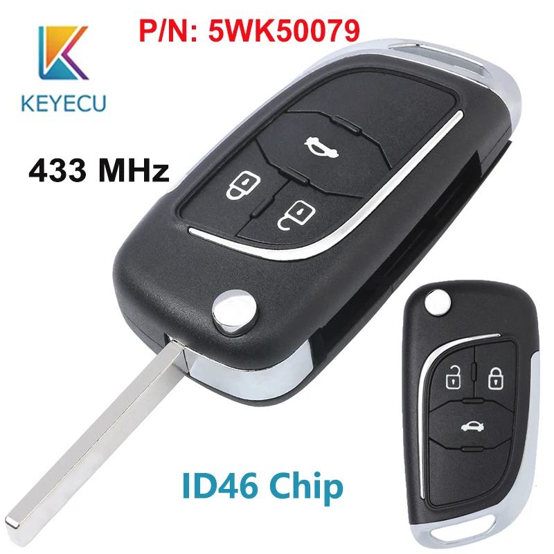 KEYECU изменить 3 кнопки флип дистанционного ключа 433 МГц ID46 чип Fob для Opel Vauxhall Insignia Astra J 2009- P/N: 5WK50079