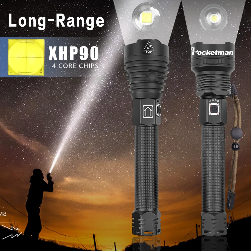 110% яркий longr-ange самый мощный XHP90 светодиодный фонарик с зумом водонепроницаемый XHP70.2 светодиодный фонарь с 18650 перезаряжаемой батареей 26650