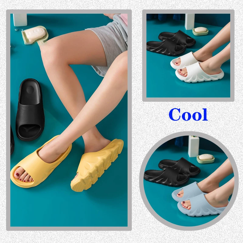 Women's and Men's Eva Thick-Soled Non-Slip Soft Rubber Slippers, Home Shoes Couple Flat Soft Bathroom Outdoor Beach Sandals