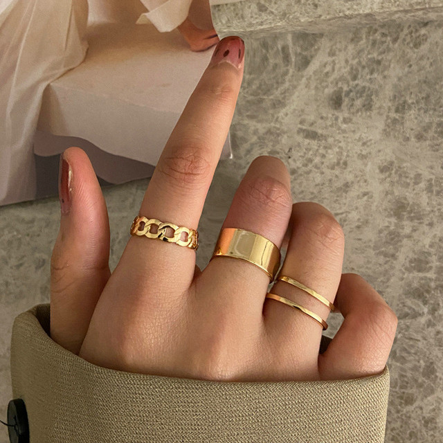Color Hollowed Heart Shape Open Ring Set Design Cute Fashion Love Jewelry For Women Girl Gifts Adjustable Birthday Party