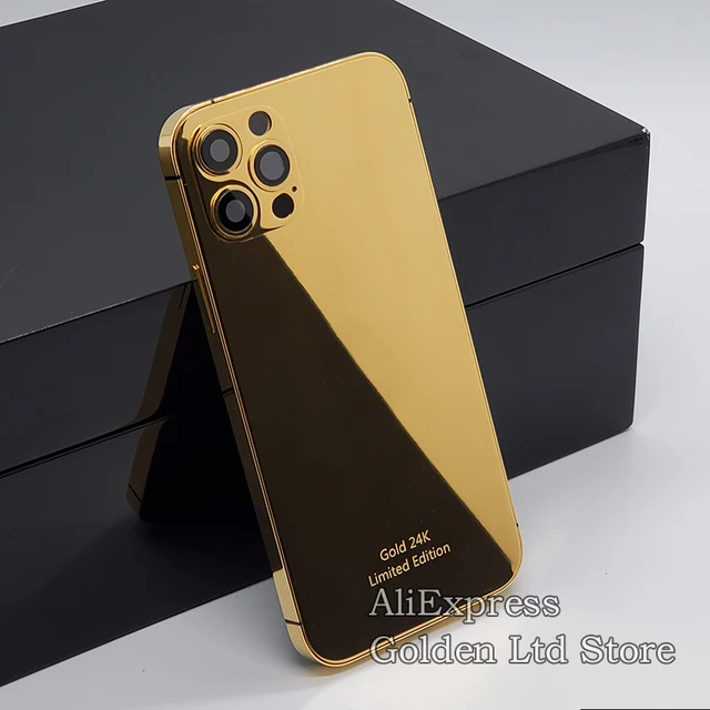 Iphone11pro Max 24k Gold Glossy Housing Back Shell Of Mobile Phone 12pro Back Cover Limited Edition Middle Frame With Logo Mobile Phone Housings Frames Aliexpress