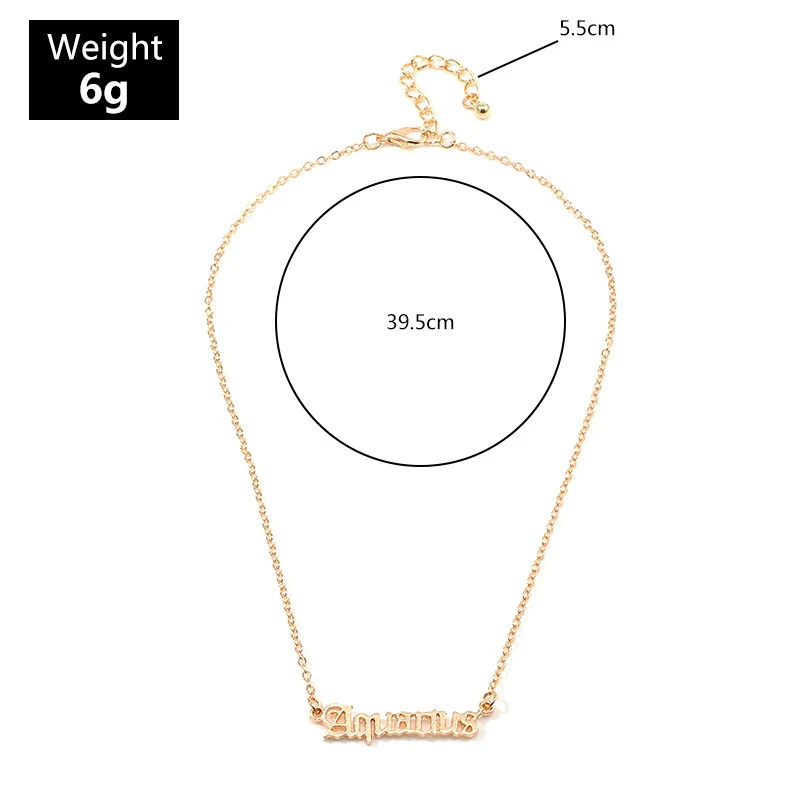 DoreenBeads Fashion Constellations Necklace For Women Accessories Gold Aquarius Sign Of Zodiac Constellations 39.5cm long, 1 PC - Image 3