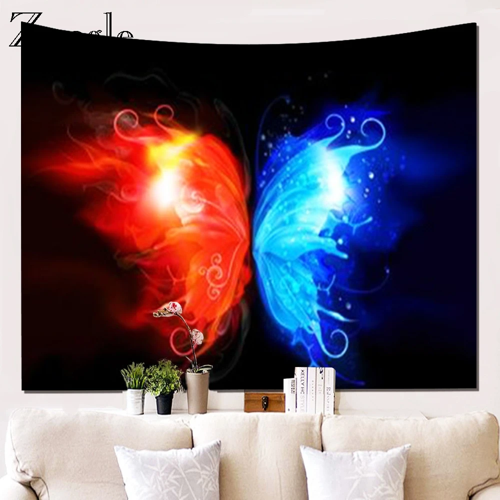 Zeegle Butterfly Pattern Wall Hanging Tapestry Home Office Living Room Art Tapestry Bed Account Beach Towel Picnic Blanket