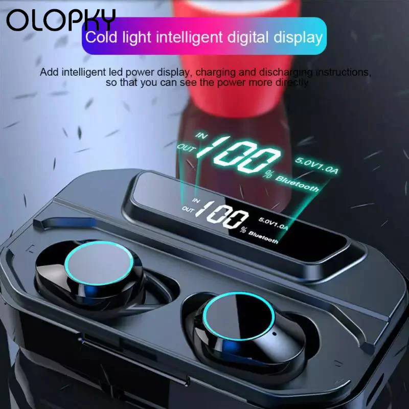 

G02 TWS 5.0 Bluetooth Stereo Earphone Wireless IPX7 Waterproof Touch Headsets 3300mAh Battery LED Display Type-c Charge Case