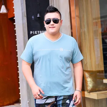 

Plus size men's clothing cotton short-sleeved V-neck fat fat man T-shirt loose large fat man shirt thin clothing 7XL