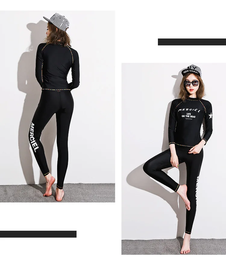 South Korea Women's Split Type Diving Suit Long Sleeve Sun-resistant Bathing Suit Quick-Drying Women's Snorkeling Suit Diving Su