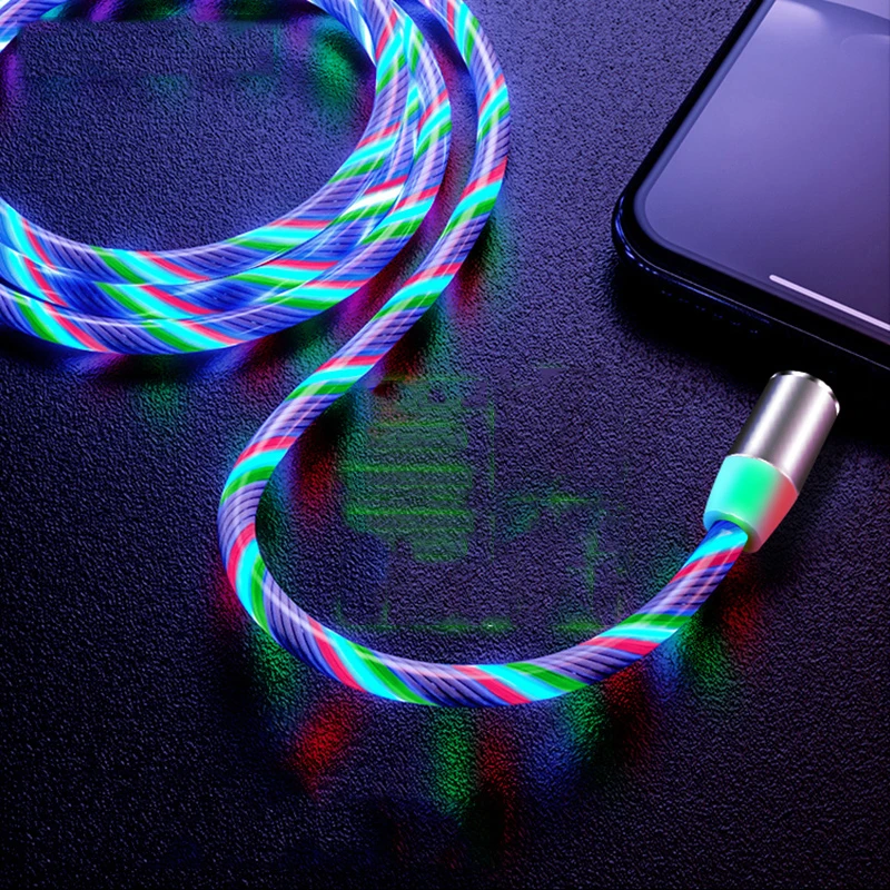 3 in 1 Magnetic charging Mobile Phone Cable Flow Luminous Lighting cord charger Wire for iphone Samaung LED Micro USB Type C 3 in 1 Magnetic charging Mobile Phone Cable Flow Luminous Lighting cord charger Wire for iphone Samaung LED Micro USB Type C