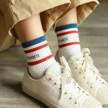 Корейские Классические хлопковые носки с буквами в стиле Харадзюку модные носки в полоску спортивные носки для японских студентов и студентов