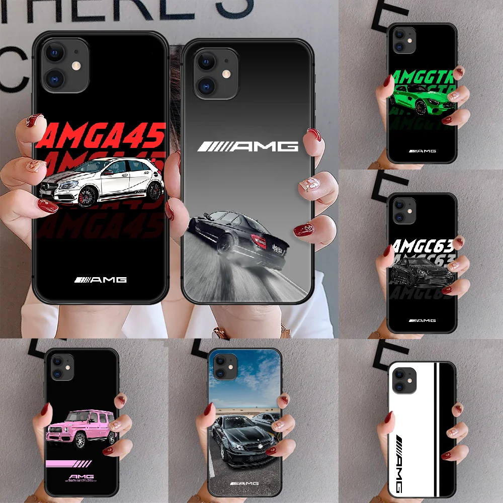 Mercedes Luxury Car AMG Phone Case Cover For Iphone 6 6S 7 8 11 12 Se 2020 X Xs Xr Pro Max Plus Mini Black Funda Hoesjes 3D