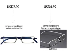 May Flower Men's Metal Anti-Blue Light Half Frame Reading Glasses with TR90 Eyewear and Case - +400 (Price Difference)