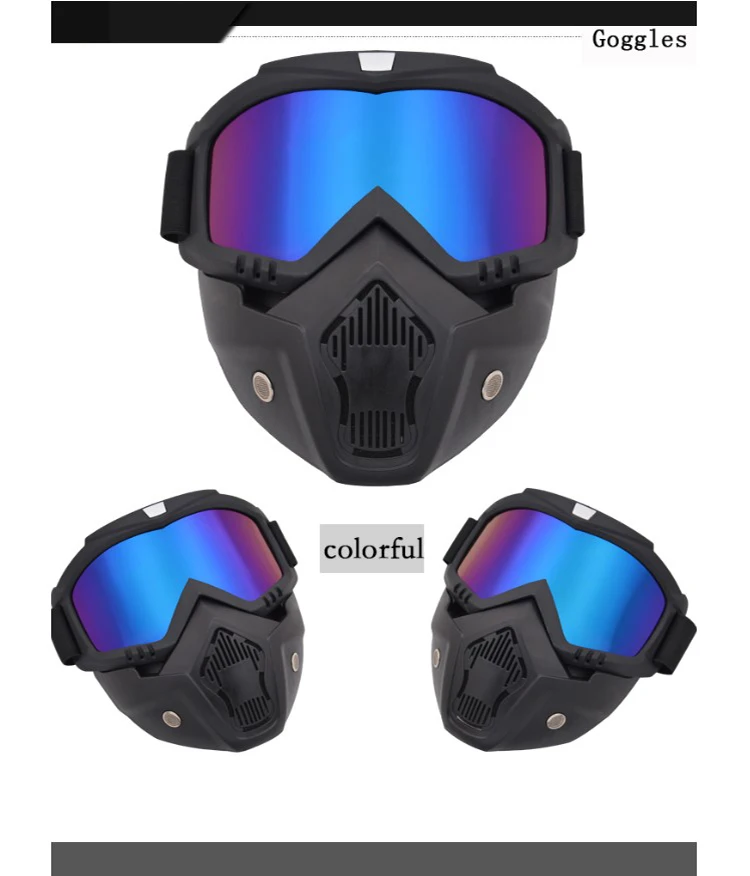 Мото очки лыжные защитные очки Мужской Женский шлем маска Анти-УФ съемная маска для лица линзы очки для мотоциклистов Экипировка для мужчин t