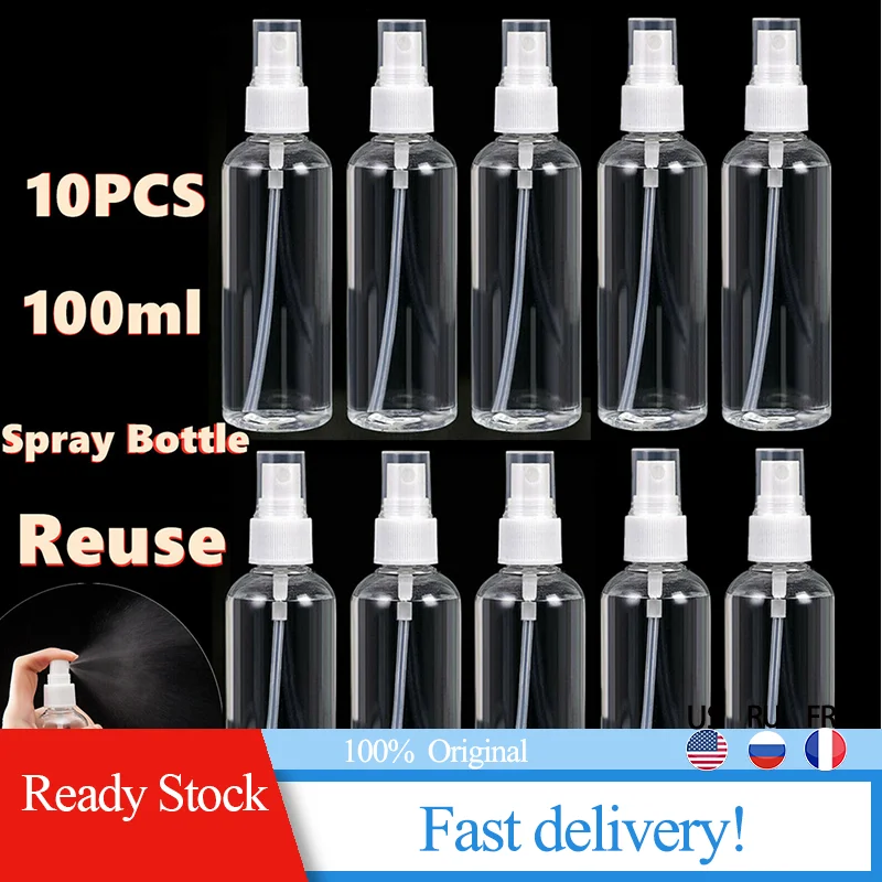 

10PCS 100ml Travel Transparent Plastic Perfume Atomizer Empty Spray Bottle Reuse Mini Refillable Container Empty Cosmetic Travel