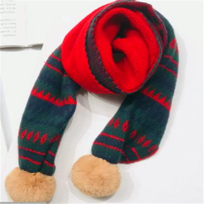 Qiu dong han edition knitted children's collar boy girl scarf color matching baby winter more national wind in winter to BKX458 - Цвет: BKX458-red