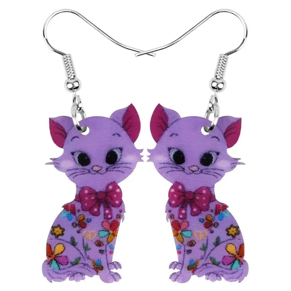Earrings Acrylic Anime Floral Cat Kitten Dangle Drop For Girls Women Teens Kids Animal Jewelry drop earrings dangle earrings animal earrings acrylic earrings anime earrings