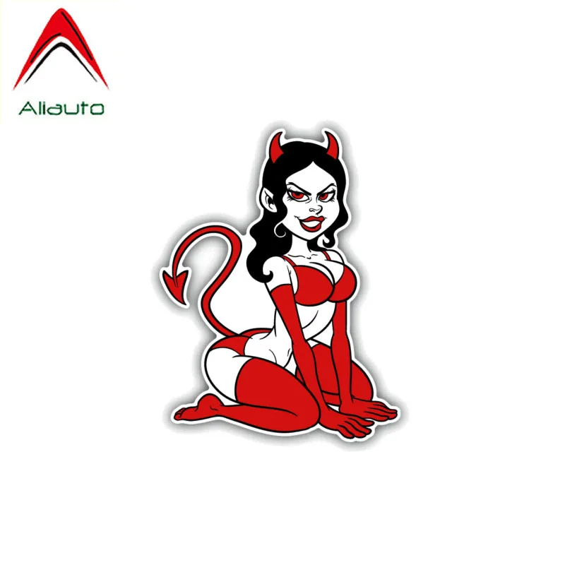 Aliauto Fashion Sexy Devil Woman Love Car Sticker Funny PVC Decal for Volkswagen Polo Golf Audi A4 A6 C5 Q3 10CM*13CM | Автомобили и