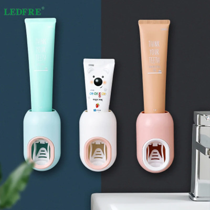 Ledfre dispensador de pasta de dentes fixado na parede automático espremendo cremalheira de escova de dentes plástico para bathroomlf71033