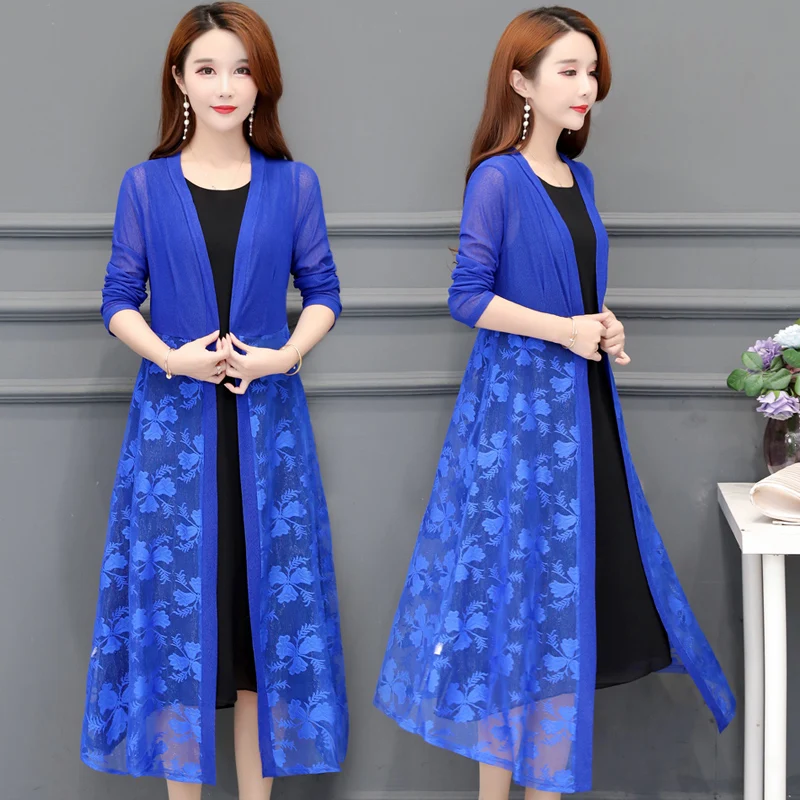 Женские кардиганы длинные кимоно с длинным рукавом защита от солнца кружевные